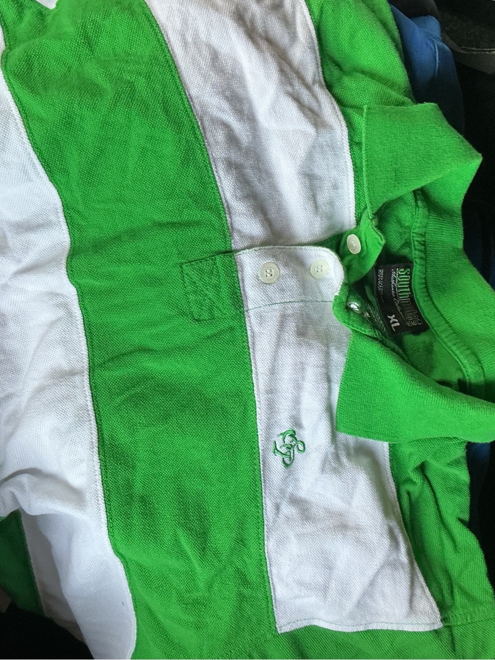 South Pole Green and White Striped Polo Shirt